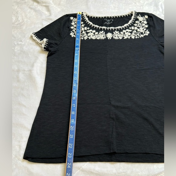 Talbots Black Embroidered Cotton Top - Picture 6 of 7